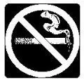 A black and white no smoking sign with a cigarette.
